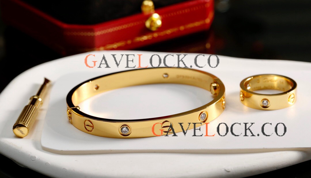 Gift sets - Clone Cartier Love Bangle & Ring - Gold Wide version